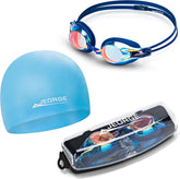 Competition Swim Goggles by JEORGE, Anti-fog UV-protection Mirrored Coating Racing or Training.
